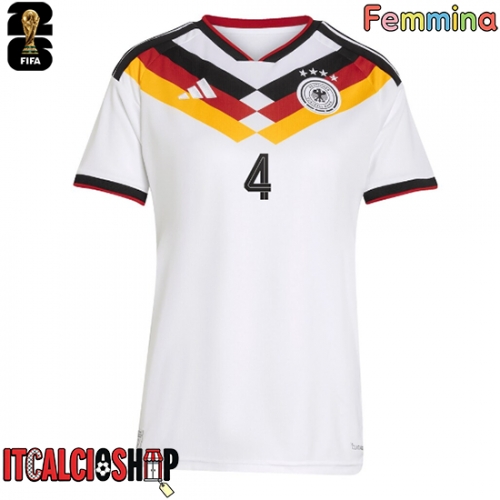 Germania Jonathan Tah #4 Prima Maglia Femmina Mondiali 2026 Manica Corta